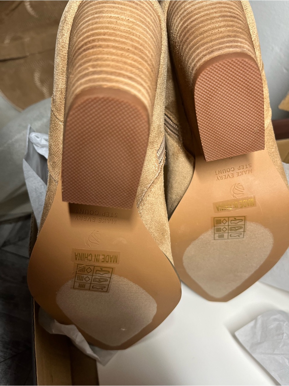 Over-the-Knee Beige Suede Western Boots - Picture 10 of 14